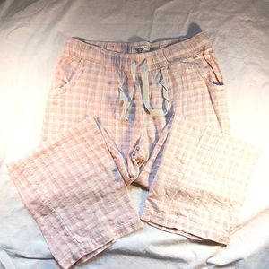 Denver Hayes Lounge Pants Pajama Sleep Plaid Pink Cream Women's Size XL NWOT